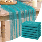 Artoid Mode 6-Pack Pearl Teal Gauze Table Runner 10FT Home Decor by ArtoidMode