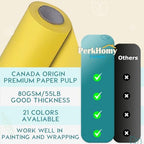 PerkHomy 24" x 2,400" (200') Lemon Yellow Kraft Paper Roll for Craft Bulletin Board Paper Art Table Covering Crafting Gift Wrapping Bouquet Packing Parcel 80GSM 55LB (Lemon Yellow, 24" x 200') - Image 3
