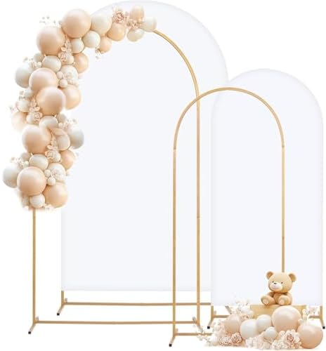 Metal Arch Backdrop Stand and Cover Set, 8FT, 6.6FT Party Backdrop, Easy to Assemble, Backdrop Stand for Parties, Birthday, Baby Showe by Unknown