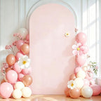 6.6FT Pale Pink Arch Backdrop Cover - Polyester Fitted Wedding Arch Stand Covers Round Top Chiara Arch Backdrop Cover for Birthday Party Banquet Photo Background Decoration - Image 2