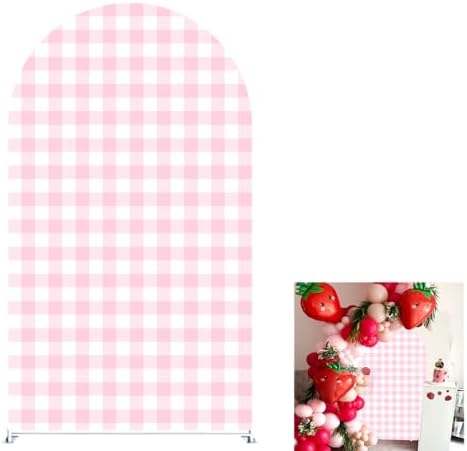 Strawberry Arch Covers Stretchy Backdrop Photo Booth Background Arched Backdrop Cover Stretchy Cover for Party Decoration Round Top Frame Spandex Cover (GX-2668,7.2x4ft) by Unknown
