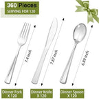 Supernal 360Pcs Silver Plastic Silverware Set Heavy Duty Disposable Cutlery - Image 3