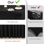 Wish Care 12 Pack Black Spandex Table Clothes for 6 Foot Rectangle Tables, 6FT Wrinkle Free Fitted Tablecloths Ruffles Design Table Cloth for Party, Banquet, Wedding and Events - Image 7