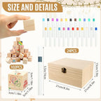 150 Pcs Brown Baby Shower Games Sign Kit, Including a Decorate Flower Game Sign 102 DIY Wooden Blocks 36 Acrylic Markers 10 Stencils 1 Storage Box, for Baby Shower Party Gender Reveal - Image 3
