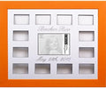 Creative Picture Frames Custom Calligraphy 12 Month Timeline Newborn Collage 18 By 22-Inch Picture Frame With White Mat And Wall Hangers, Candy Wash Orange by CreativePictureFrames