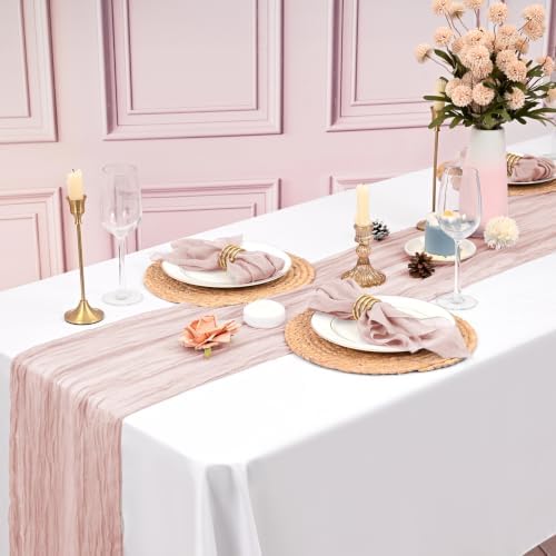 60Pack Dusty Pink Cheesecloth Napkins Rustic Boho Gauze Napkins 20"x20" - Image 7