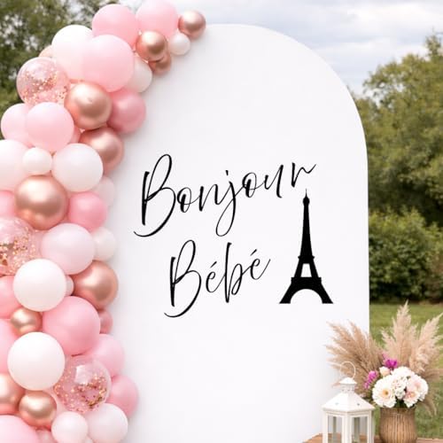 French Baby Shower Decal Bonjour Bebe Custom Mirror Backdrop Decal Eiffel Tower Theme - Image 5