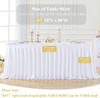 2 Panels White Desk Skirt for Teacher Desk 6ft Table Skirts for Rectangle Tables 6ft Spandex Curtain Table Skirt for Classroom Ruffle Fabric Tablecloth for Party Wedding Baby Shower Decorations - Image 6