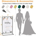 50H" Wedding Welcome Sign Stand with 8 Pair Satin Ribbon & 2 Leather Strap - Image 3