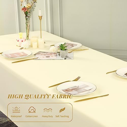 6 Pack Tablecloth 60 x126 inch Polyester Table Cloth for 8 Foot Rectangle Tables,Stain and Wrinkle Resistant Washable Fabric Table Covers Polyester Beige Table Clothes for Wedding,Party,Banquet - Image 6