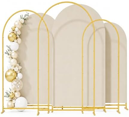 3 Pack Arch Backdrop Stand (4FT/5FT/6FT), Metal Arch Frame Stand with Cover by Bbteroiu