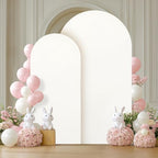 2 Set-6.6FT, 5FT Ivory Arch Backdrop Cover,Spandex Fitted Wedding Arch Stand Covers Round Top Chiara Arch Backdrop Stands Cover for Birthday Party Banquet Photo Background Decoration - Image 6