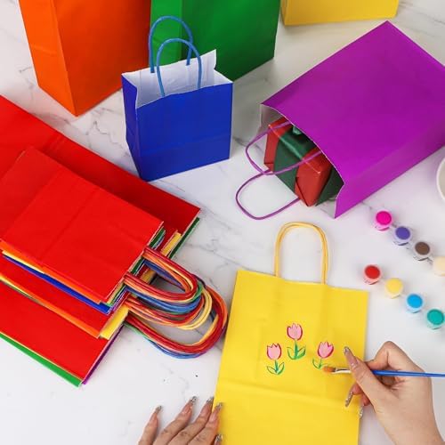 MIMIND 144 Pieces Paper Gift Bags with Handles Rainbow Assorted Sizes Treat Bags Bulk Goodie Bag for Party Supplies Baby Shower Birthday Wedding Merchandise Retail Shopping Bag - Image 5