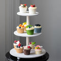 3-Tiered Cupcake Stand, White Wooden Beaded Cupcake Tower for Home Decoration, Farmhouse Cake Stand 3-Tiered Tray for Display Birthday Wedding Baby Shower Tea Party Decor by Unknown