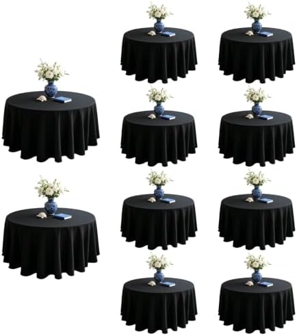 DRESSMAKER 10 Pack Round Tablecloth 90 Inch Black Cloth Fit 6FT Round Table by Dressmaker