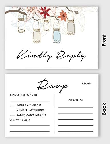50 Blank RSVP Postcards Mason Jar Lights Print 4"X6" Response Cards,RSVP Reply Card for Wedding,Bridal Shower,Baby Shower - Image 4