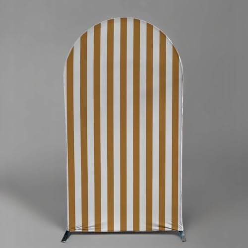 FiVan Arch Covers Brown Stripes Stretchy Backdrop for Birthday Baby Shower Party Decoration 3x6ft Baptism Background Props - Image 4