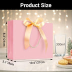 EUSOAR Pink Gift Bags with Ribbon Bow, 50pcs 10.6"x3.1"x8.3" Thank You Gift Bags with Handles, Shopping Wedding Party Favor Paper Bags Gift Treat Bags Bulk for Wedding Baby Shower Guests Bridal - Image 2