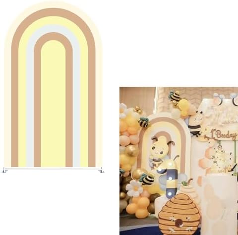 Sweet Honeycomb Arch Backdrop Cover Yellow Girls Baby Shower Arch Stand Spandex Fabric Cover Bees Birthday Party Parties Dessert Decorations Prop (3X5ft,2006) by uiuyfrr