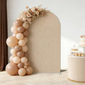 Double-Sided Arch Frame Fabric Cover Beige White Ripples Arched Panel Stand Cover for Wedding Birthday Baby Shower Parties Decoration (Beige-HP463,3X6.5ft) by AOSTO