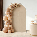 Double-Sided Arch Frame Fabric Cover Beige White Ripples Arched Panel Stand Cover for Wedding Birthday Baby Shower Parties Decoration (Beige-HP463,3X6.5ft) by AOSTO