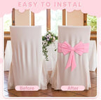 10 Pcs Spandex Chair Sashes Elastic Bows for Wedding Party, Pink - Image 3