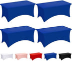 Fixwal 4 Pack 6FT Royal Blue Tablecloth Rectangle Spandex Table Cover by Fixwal