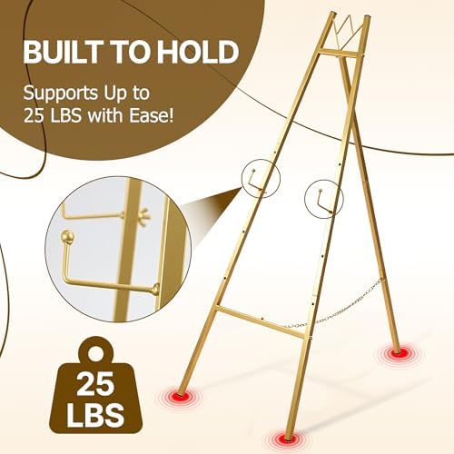 57.5" Gold Easel Stand for Sign, Wedding Sign Stand for Display - Image 6