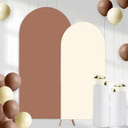 2PCS Arch Backdrop Covers Mocha Brown Cream Color (7.2ft+6ft) , Spandex Fitted Arch Stand Covers Background for Wedding Baby Shower Birthday Bridal Shower Party Decorations (Only Covers) by CORNERLACE