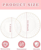 YOUBET 100PCS Rose Gold Plastic Plates for Wedding Baby Shower Party - Image 2