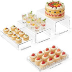 Acrylic Buffet Risers, Food Risers for Buffet Table, Clear Acrylic Risers Display Stand with U Shaped for Catering Supplies, Scalloped Acrylic Serving Tray for Cupcake, Dessert and Party (Clear 4 PCS) by JINGOYUE