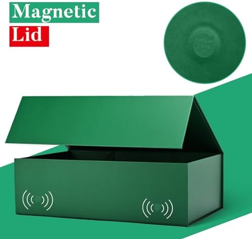 LIFELUM Dark Green Magnetic Gift Box for Christmas, 13.85"x8.35"x4.45" - Image 4