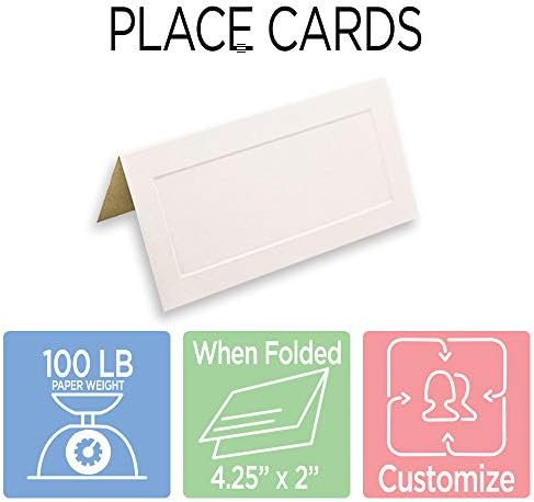 JAM PAPER Foldover Wedding Table Place Cards - 2 x 4 1/4 - Off White with Embossed Border - 100/Pack - Image 3