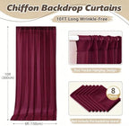 40ft x 10ft Burgundy Backdrop Curtains, Wrinkle-Free Sheer Chiffon Fabric Photo Backdrop Drapes for Wedding Arch Party Ceremony Stage Photography Decorations - Image 5