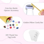 100 Sets Vintage Key Bottle Opener Wedding Favors, Wedding Party Souvenir Gift for Guests with Thank You Tag Card Pillow Candy Box and Satin Ribbon (Gold) - Image 3