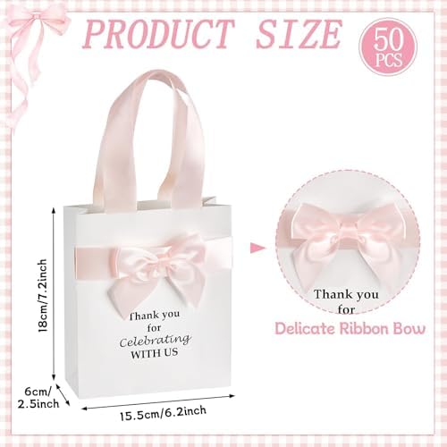 party greeting 50Pcs Wedding Gift Bags for Bridal Shower Bulk with Bow - Image 2