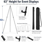 RRFTOK 3 Pack 63 in Sign Easel Stands, Instant-Fold Tripods with Bags - Image 5