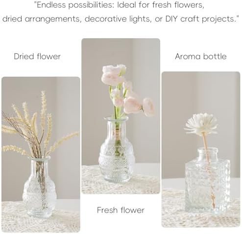 Glass Bud Vases Set of 64 - Assorted Small Mini Glass Vases for Flowers, Crystal Vintage Vase Set, Bulk Centerpieces for Table Décor, Wedding, Home and Events (Clear, 64 Pcs) - Image 5