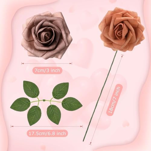 100 Pcs Artificial Rose Flowers, Shades of Earth Tones - Image 2