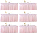 6 Pack Pink Spandex Tablecloths for Rectangle Tables 8 Foot Pink Stretch Table Cloth Rectangle 8ft Elastic Fitted Table Cover with Skirt for Wedding Baby Shower Girl Birthday Party Banquet Buffet by Suppromo