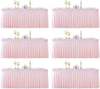 6 Pack Pink Spandex Tablecloths for Rectangle Tables 8 Foot Pink Stretch Table Cloth Rectangle 8ft Elastic Fitted Table Cover with Skirt for Wedding Baby Shower Girl Birthday Party Banquet Buffet by Suppromo