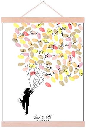 Personalized Wedding Gift Fingerprint Guest Book Canvas Wedding Favors for Party Anniversary Decorations DIY Thumbprint Signature Painting Ready to Hang-60x90cm by Unknown