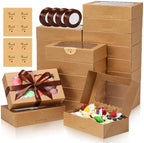 8x5x2 Auto-Popup Cookie Boxes with Window, Brown, 60 Pack by EQOREIIN