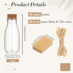 Roshtia 48 Pcs 4oz Plastic Potion Bottles with Cork Lids Clear Mini Jars - Image 2