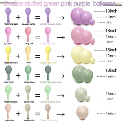 Green Pink Purple Balloon Arch Double Stuffed Pink Yellow Sand White Balloon Garland with Bionic Flower Leaf Butterfly Stickers for Spring Birthday Garden Wildflower Baby Shower Easter Party Decor - Image 4
