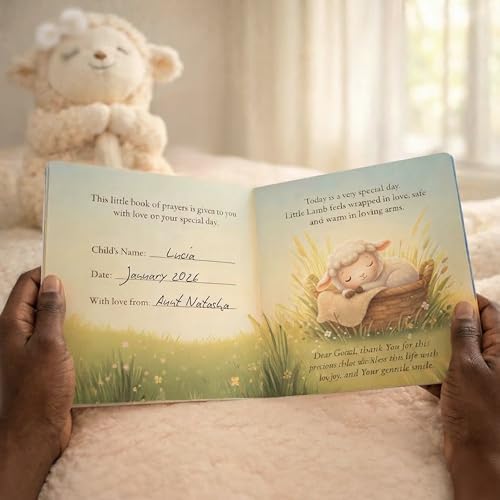 Baptism Gifts for Boy or Girl - 10” Praying Lamb Plush 5-Piece Keepsake Set - Image 5