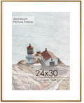 24x30 Metal Picture Frame for Wall With Mat for 18x24, 24''x30'' Aluminum Photo Frames With Tempered Glass for Home Decor, Minimalist Modern Poster Frame Horizontal And Vertical Formats, Bronze by FLYJOE