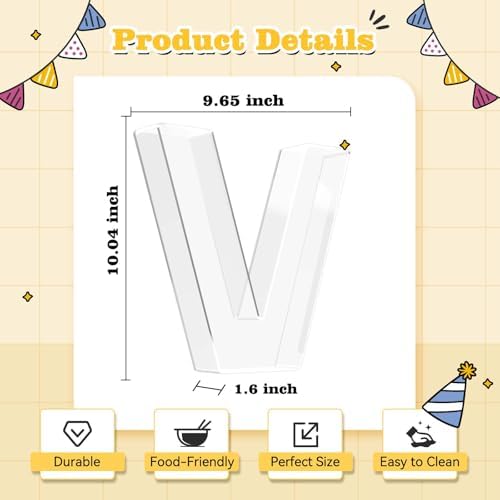Ledido Reusable 10'' Fillable Acrylic Charcuterie Board Box Letter V - Image 3