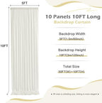 50ft x 10ft Wrinkle Free Ivory Backdrop Curtain for Parties, 10 Panels 5x10ft Silky Polyester Ivory Wedding Backdrop Drapes Photo Back Drop Cloth for Birthday Baby Shower Photography Background - Image 5