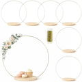 6 Pack Floral Hoop Centerpieces with Stand, 18 Inches Metal Rings for Crafts DIY Centerpieces Table Decoration with 8 Inch Large Wooden Stand Wedding Birthday Baby Shower Party Table Displays by MJRASG